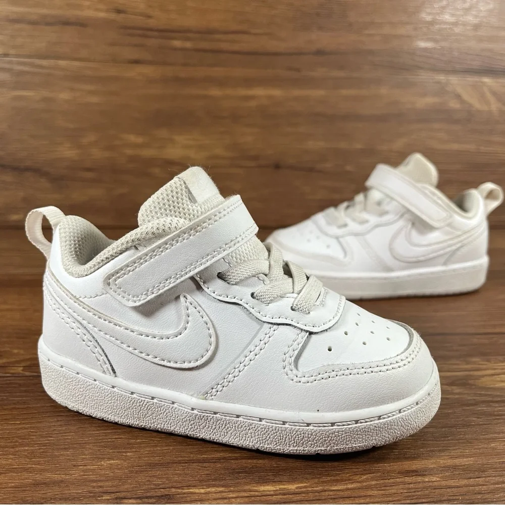 Nike Court Borough Low Triple White Sneakers Size 7C